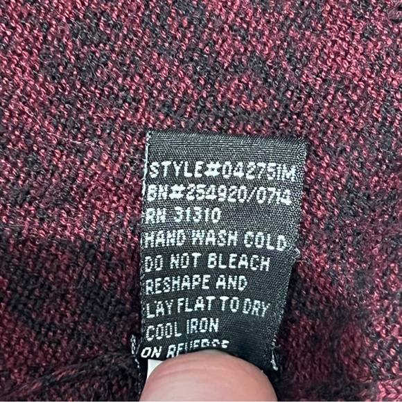 AB Studio open front cardigan in burgundy & black. Size Large. - Picture 7 of 7